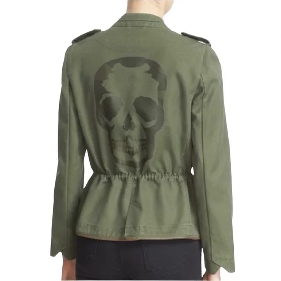 Zadig Voltaire Vedam Bis Skull Military Jacket Kaki Size S NEW Jackets & Coats